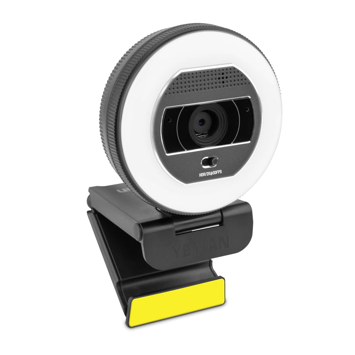 Yeyian Webcam-Streaming Autofokus Dual-Mikrofon-Rauschunterdrückung | 2K 2560x1440 30FPS | LED-Ringl