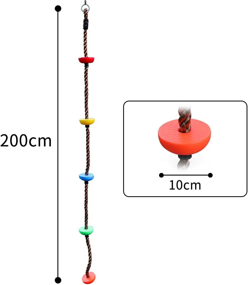 2 m Kletterseil Schaukel mit Trittflächen Kletter-Tau Tellerschaukel Hängeschaukel Ninja Seil Ninja