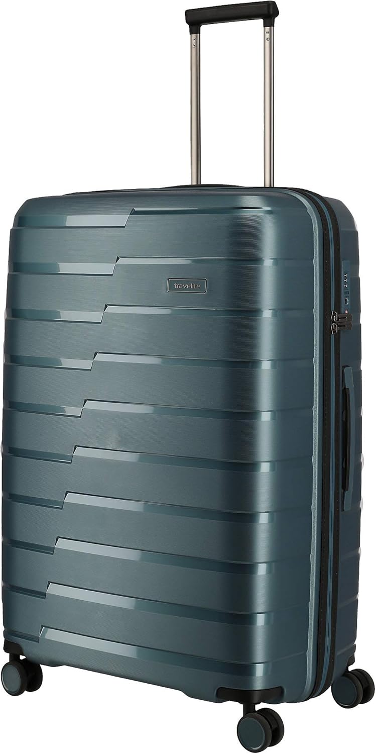 travelite 4-Rad Koffer L mit TSA Schloss, Gepäck Serie AIR BASE: Funktionaler Hartschalen Trolley im