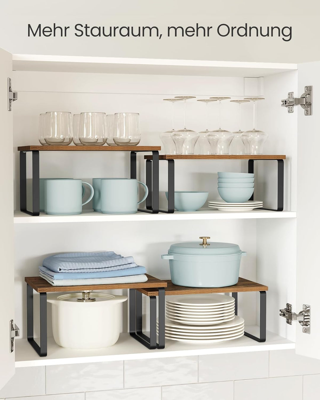 SONGMICS Gewürzregal, 2er Set, Küchenregal, Küchen-Organizer, erweiterbar, Gewürzhalter, stapelbar,