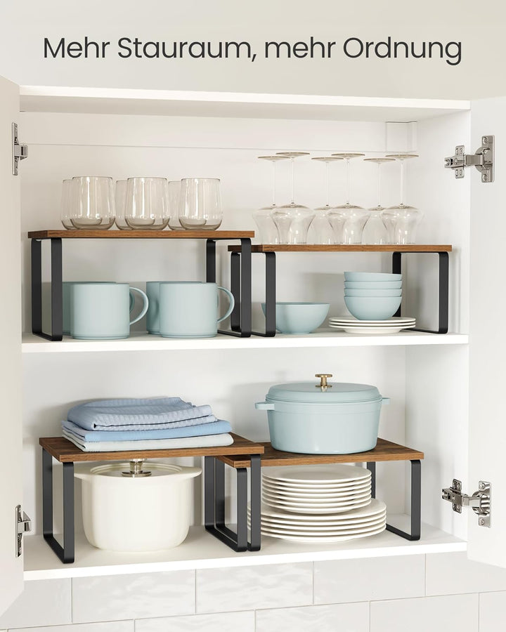 SONGMICS Gewürzregal, 2er Set, Küchenregal, Küchen-Organizer, erweiterbar, Gewürzhalter, stapelbar,