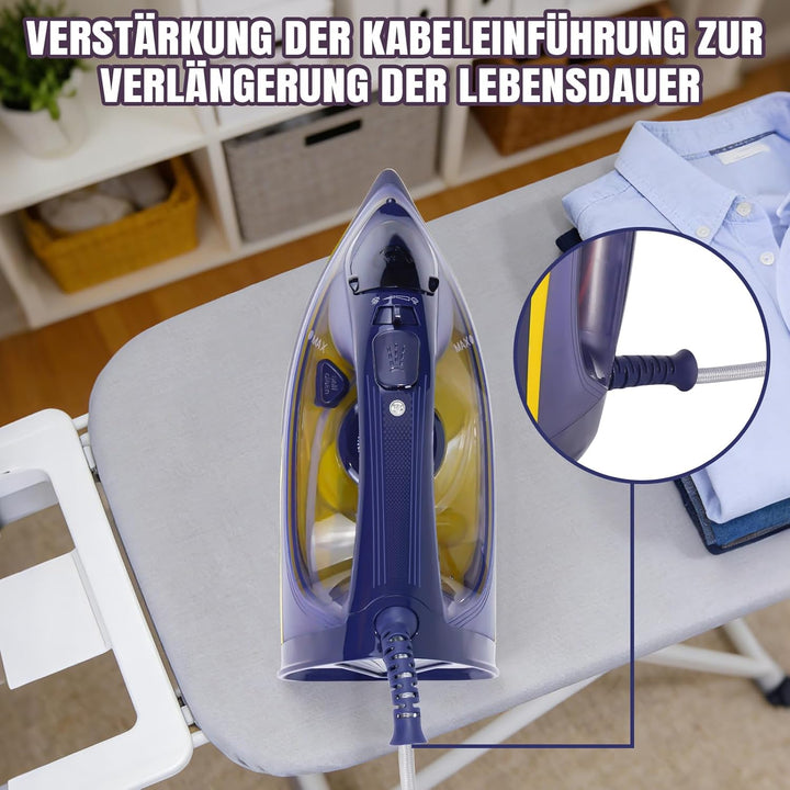 2400W Dampfbügeleisen, 350ML Wassertank, 2m Kabel, 110g Dampfstoss, 40g Dauerhaftdampf, variable Tem