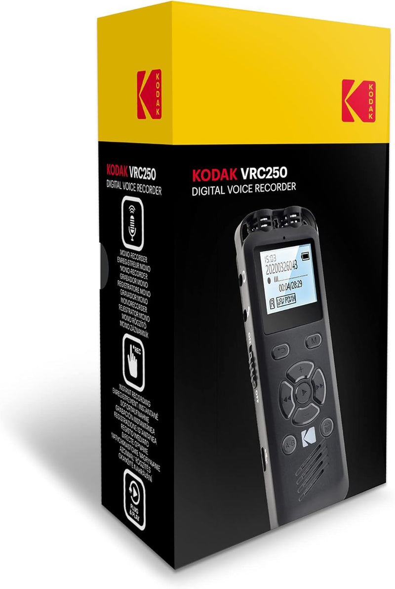 KODAK Hohe Intensität VRC250 digitaler Voice Recorder | Sprachgesteuertes wiederaufladbares Mini Dik