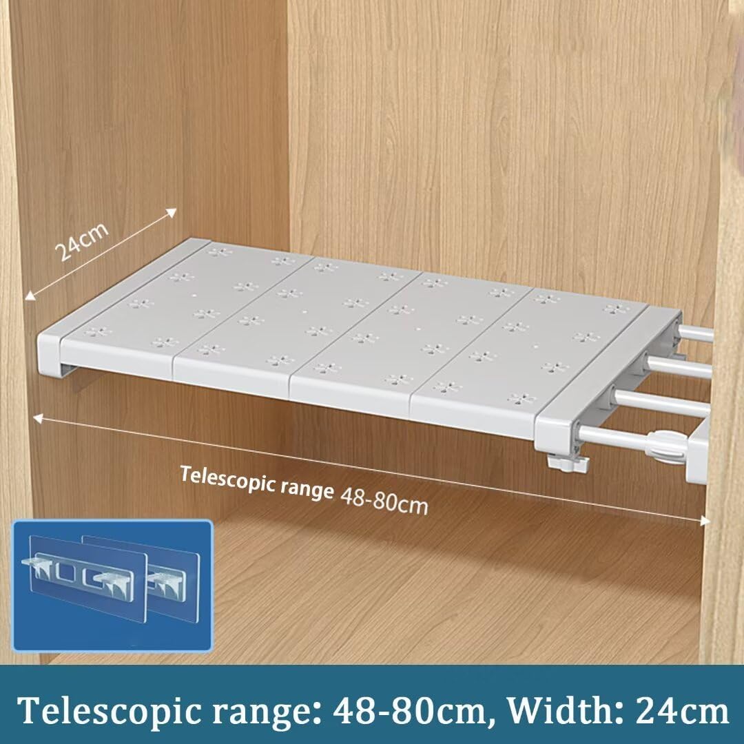 Verstellbare Regale für Schrank, Erweiterbares Einlegeböden Schrankregal, Nagelfrei Teleskop Regaltr