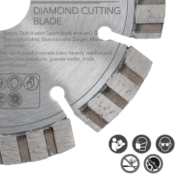 PRODIAMANT Laser Diamanttrennscheibe 115mm Beton Stahlbeton Stein und Ziegel Diamant Turbo-Segmente
