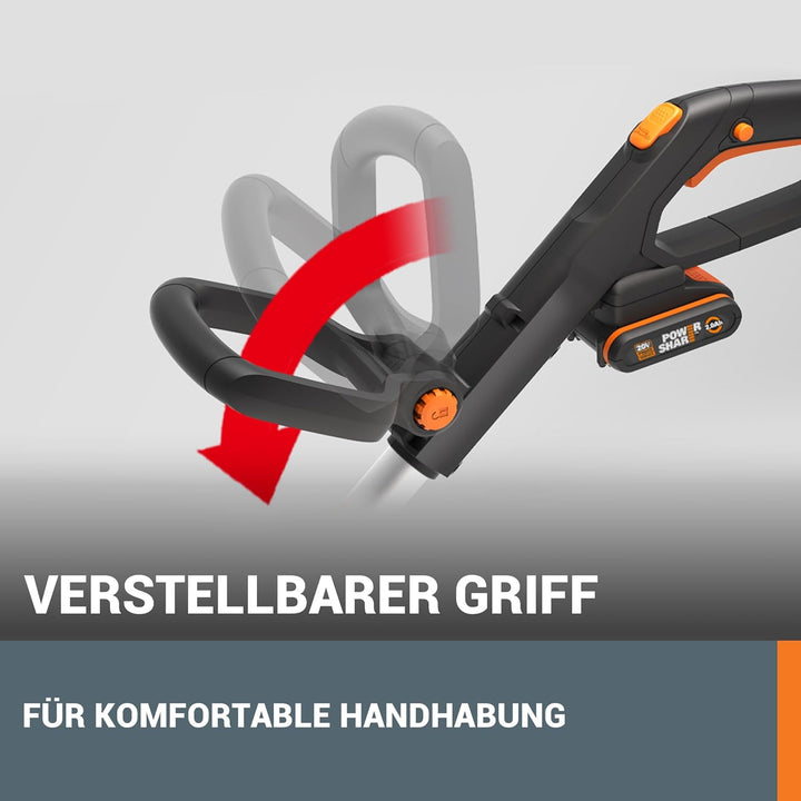 WORX 18V(20V MAX) Akku Rasentrimmer WG163E.3, 2-in-1 rasenkantenschneider mit 90° drehbarer Trimmerk
