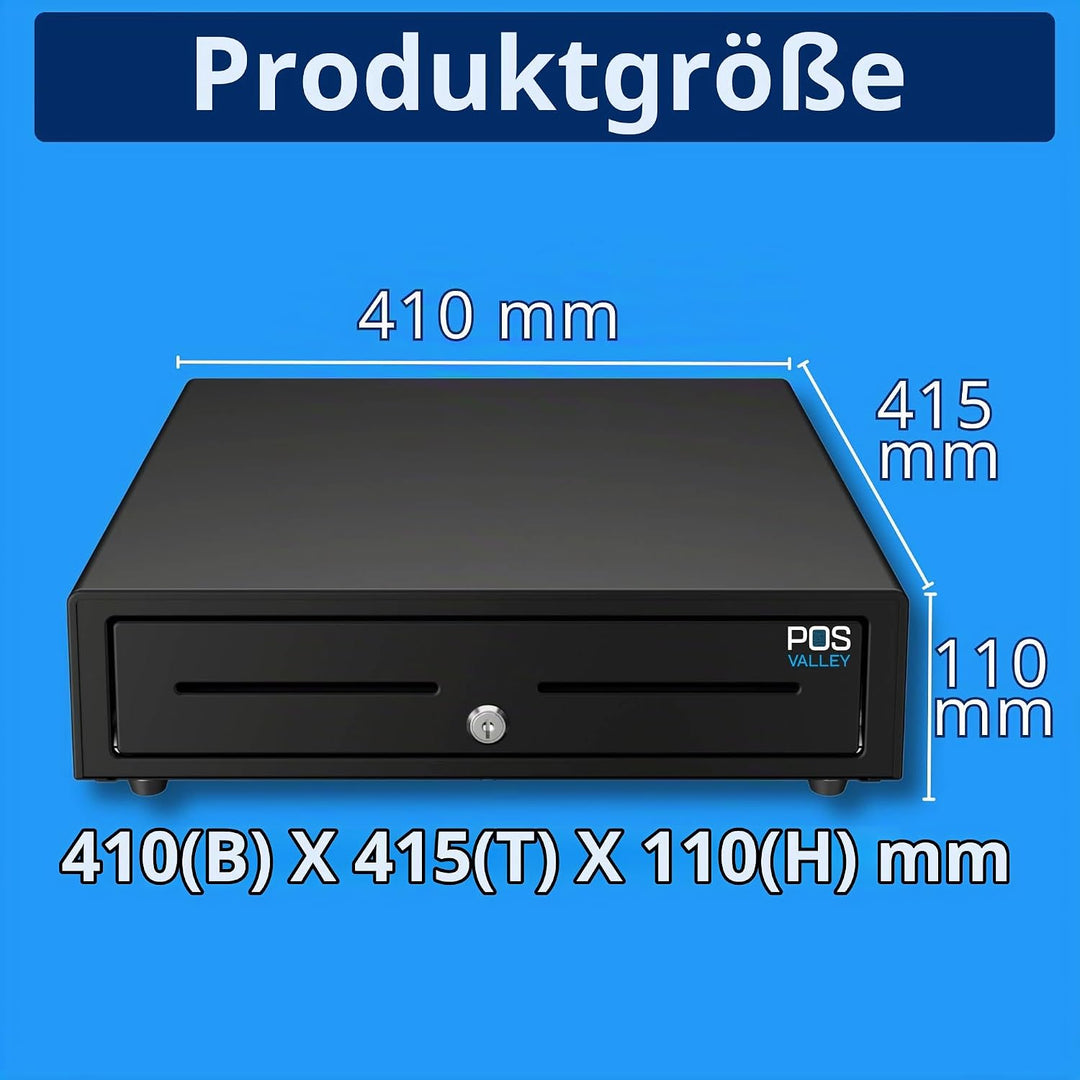 Kassenschublade Push - Druckknopf Öffnung, mit 8 Münzfach und 4 Scheinfach (euro), Abschliessbar - K