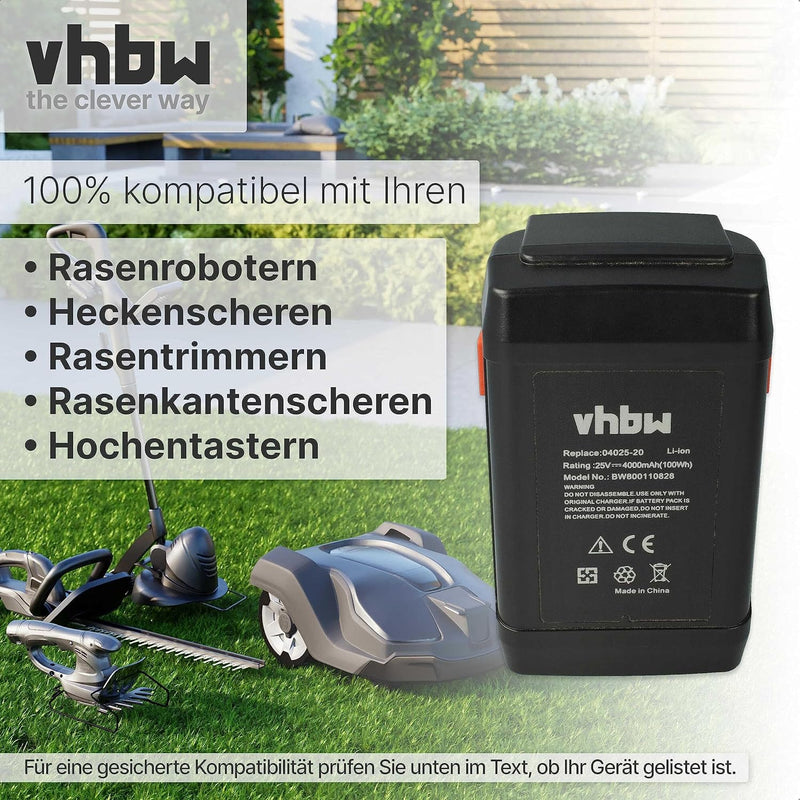 vhbw Akku kompatibel mit Gardena Spindelmäher 380 C, 380 EC, 380 Li, 4024-20, 40254-20, 4028-20 erse