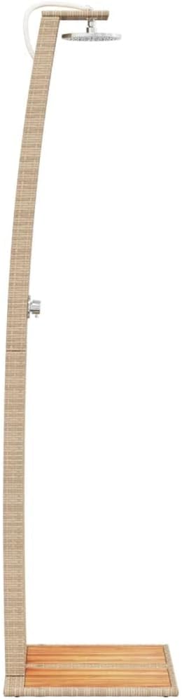 Faroom Rattan Gartendusche mit 180° Regenduschkopf Grosser Pooldusche mit Lattenboden Outdoor Dusche