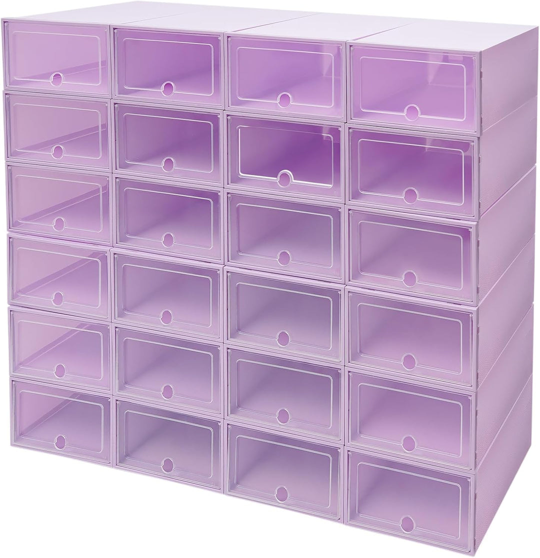 HOARLICN Schuhboxen Stapelbar, Schuhkarton Schuhregal Mit Türen 33 X 23 X 14 Cm 24 Stück In Einem Se