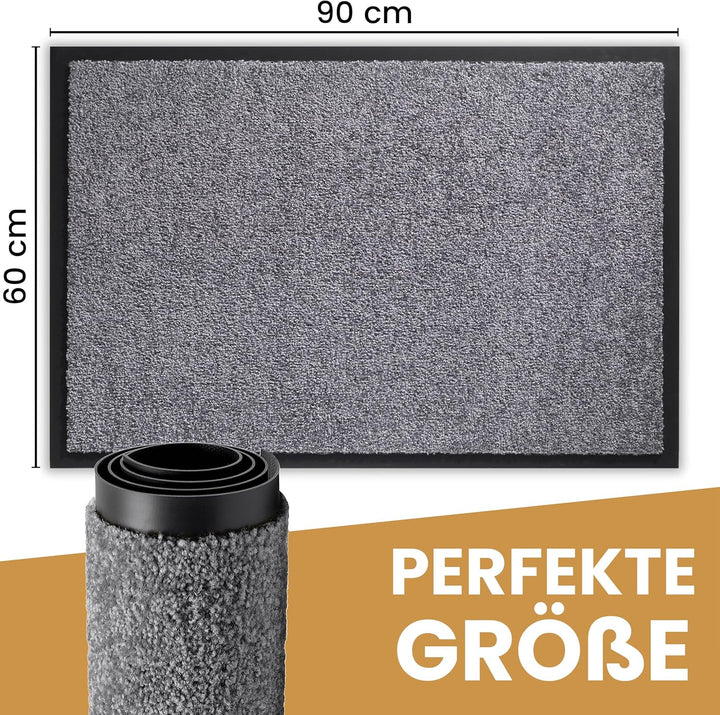 Saubere Schuhe Dank saugstarkem Stoff (robust) perfekte Grösse Hellgrau in 60x90cm - Fussmatte innen