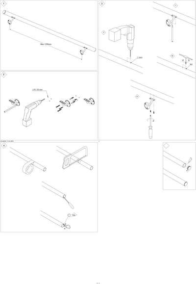 DOLLE Edelstahl Handlauf | Handlaufset 150 cm (kürzbar)| inkl. Halterung V2A | Ø 42,4 mm | Wandhandl