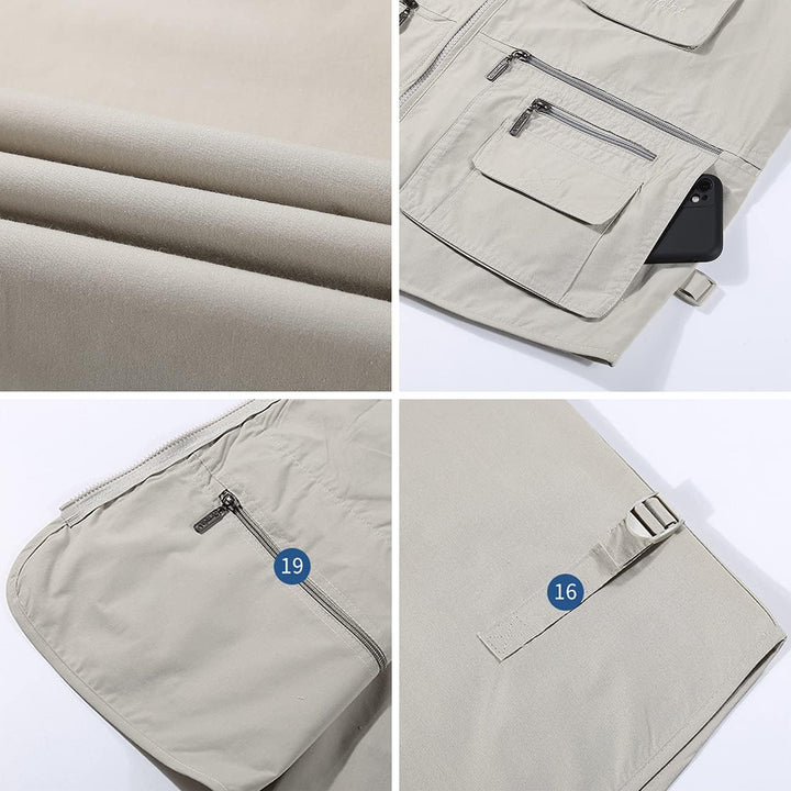 Herren Leichte Freizeitweste, Outdoor, Herren, mehrere Taschen, Weste, Casual, Sportjacke, Journalis