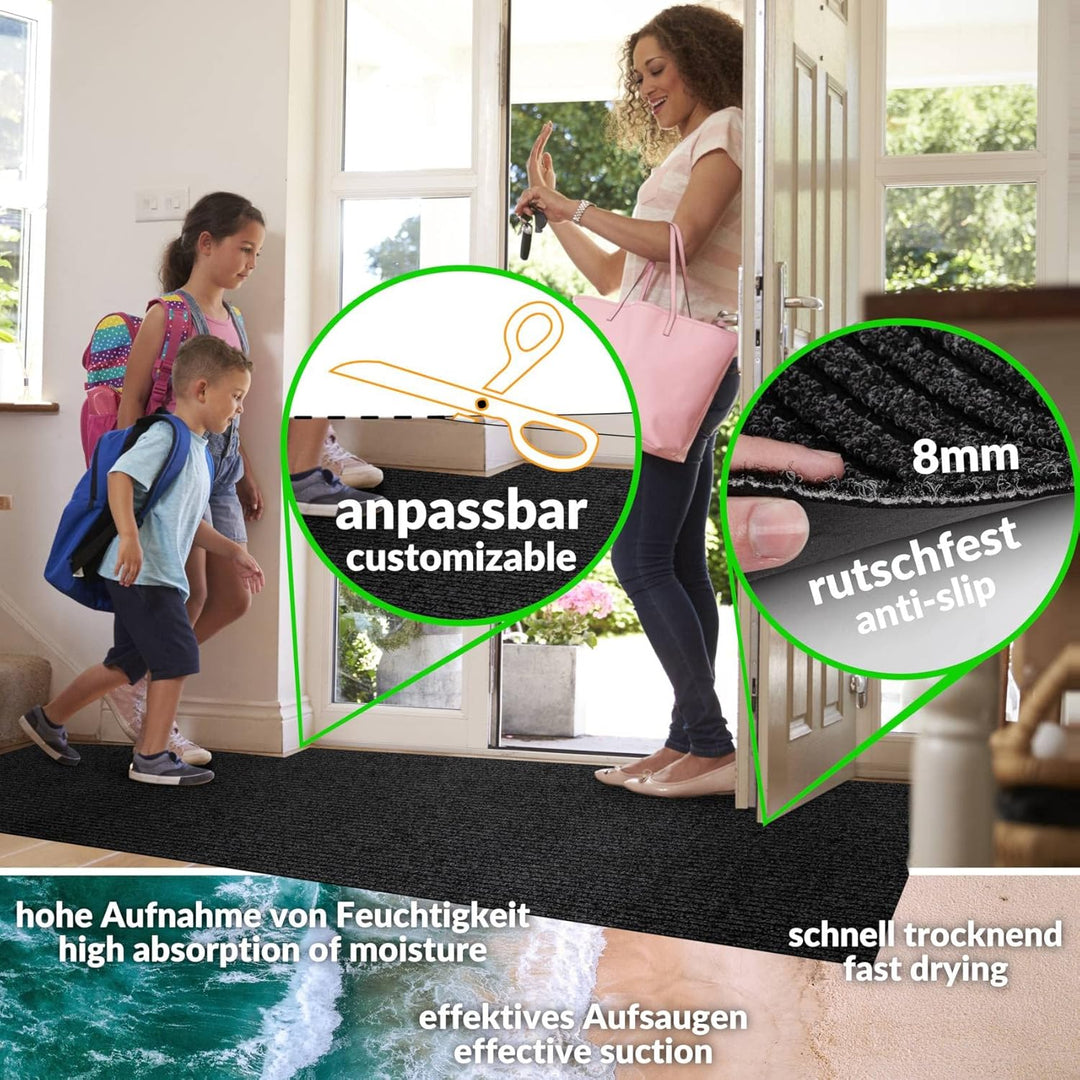 ANRO Schmutzfangmatte Mischa Teppich Läufer Meterware rutschfest & zuschneidbar | Indoor Outdoor Fus