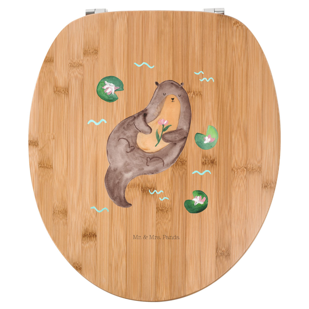 Mr. & Mrs. Panda Motiv WC Sitz Otter mit Seerose - Geschenk, Klodeckel, WC-Sitz, Toilette, Seeotter,
