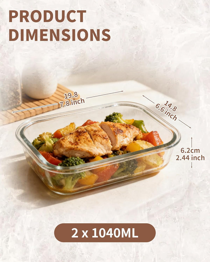 2 Stück Glas Auflaufform für Airfryer, Airfryer Zubehör passend für Cosori, Ninja, Philips uvm. spül