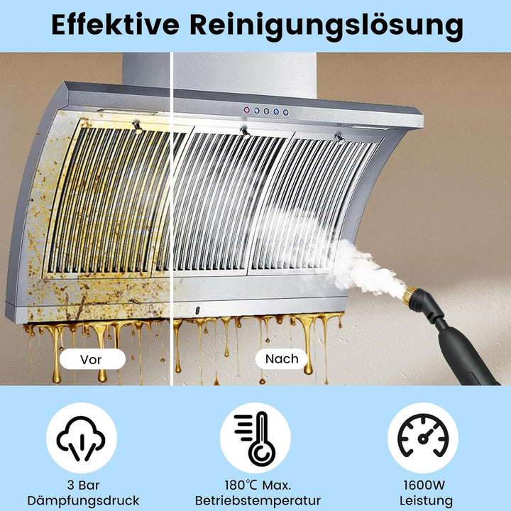RELAX4LIFE Dampfreiniger, 1600W & 1L, Dampfdruck: 3 bar, Aufheizzeit: 10 s, Dampfreiniger Handgerät
