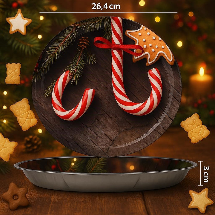 Weihnachtsteller aus Metall - 4 Stück - Weihnachts- oder Nikolaus-Teller mit verschiedenen Motiven f