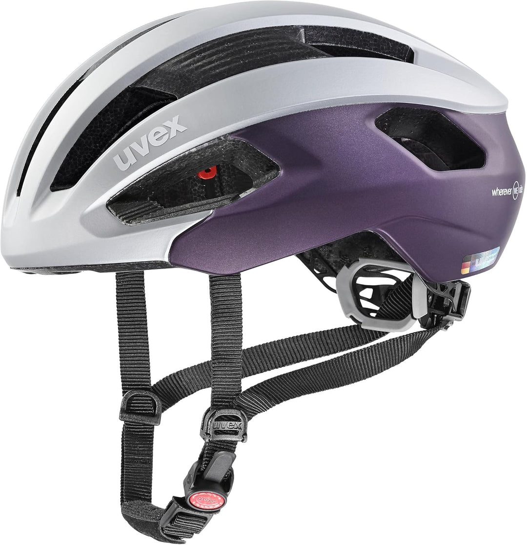 Uvex Rise CC Damen Rennrad Fahrrad Helm matt silberfarben/lila 2022 52-56 cm, 52-56 cm