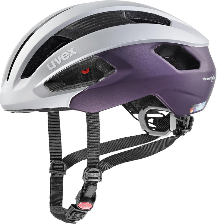 Uvex Rise CC Damen Rennrad Fahrrad Helm matt silberfarben/lila 2022 52-56 cm, 52-56 cm
