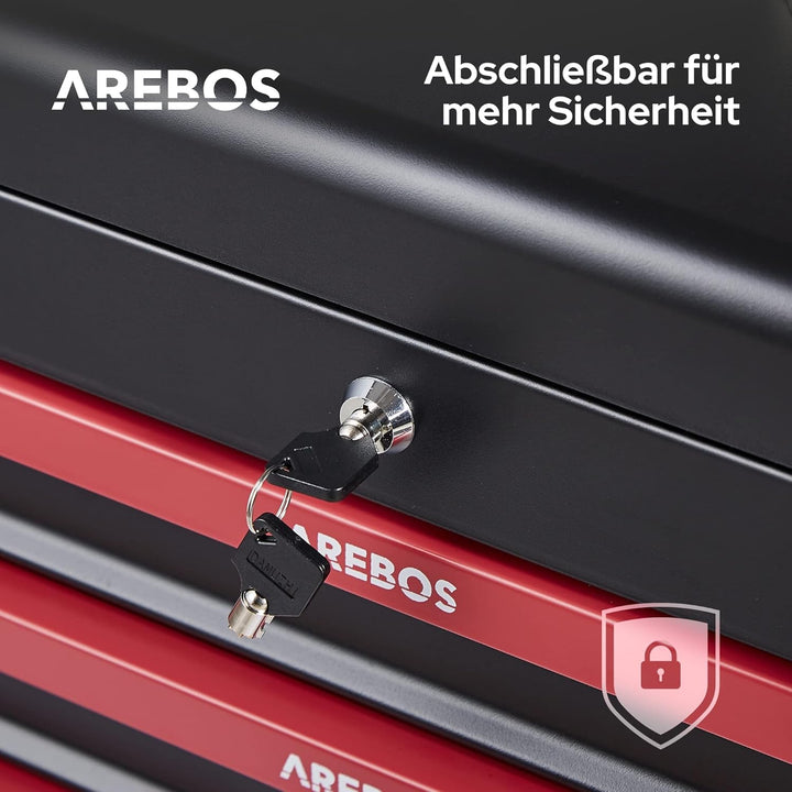 Arebos Werkzeugkoffer inkl. 172-tlg. Werkzeugset aus Chrom Vanadium Steckschlüssel Set | für Haushal