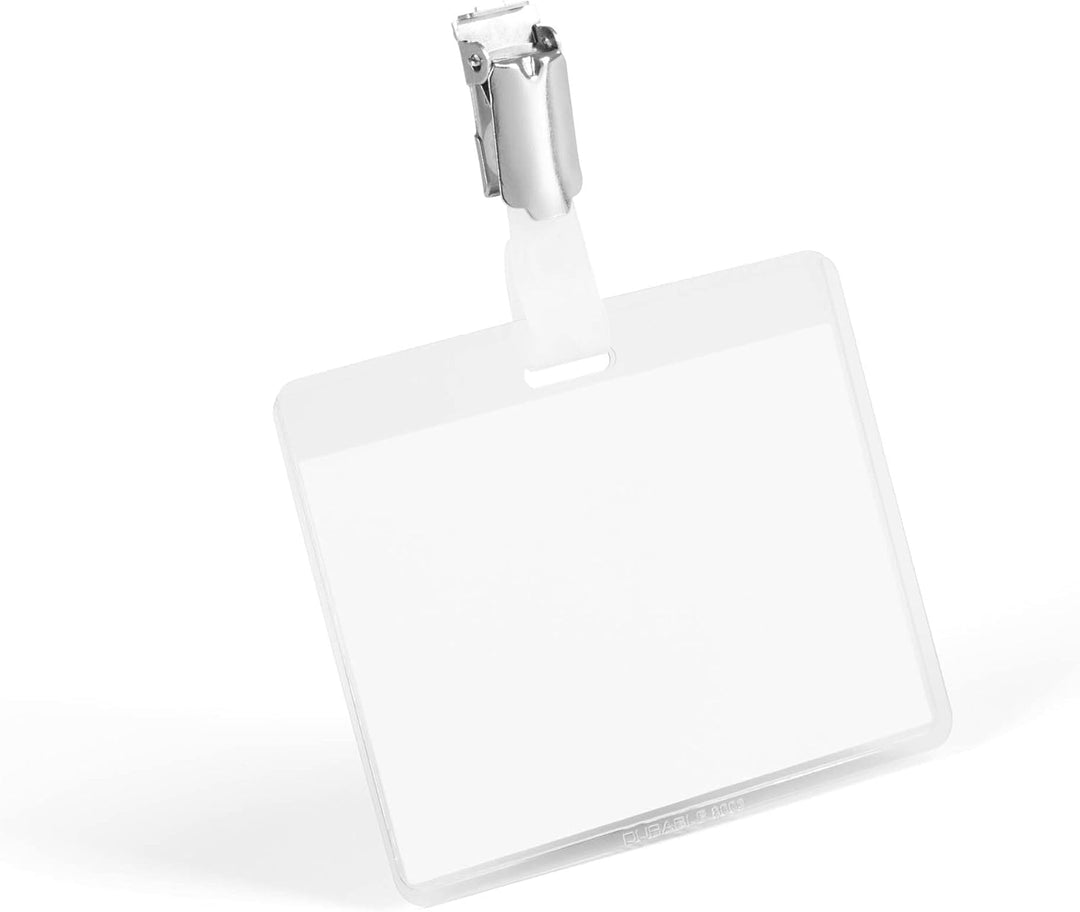 Durable Namensschild (mit Clip, 60 x 90 mm, Kunststoff) Packung à 25 Stück, transparent, 800319 60 x