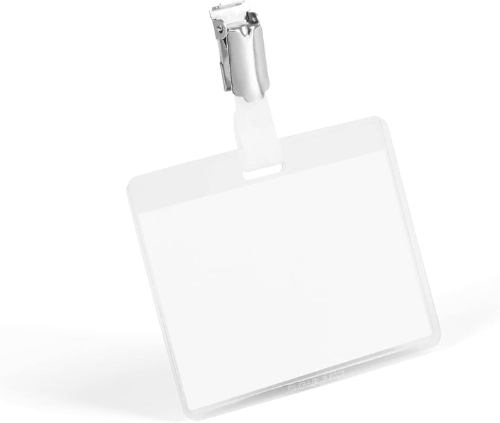 Durable Namensschild (mit Clip, 60 x 90 mm, Kunststoff) Packung à 25 Stück, transparent, 800319 60 x
