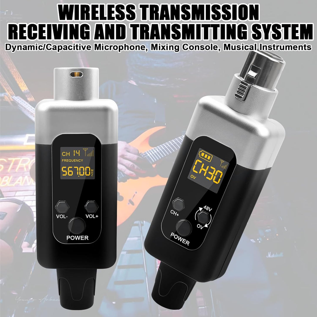 Leikurvo Drahtloses Mikrofon Sender Empfänger, 2.4G 1 zu 1 UHF Sender/Empfänger, 48V Phantomstrom Ko