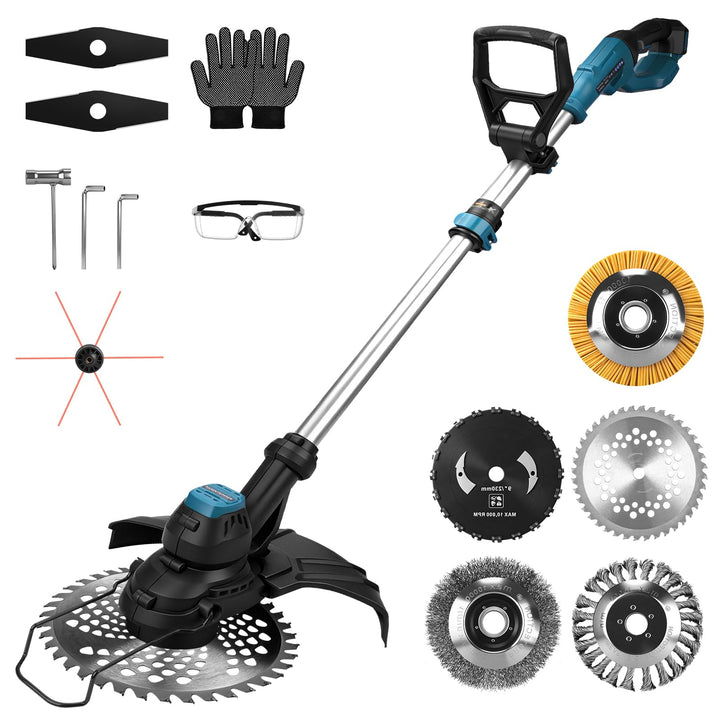 7-IN-1 Akku Rasentrimmer Kompatibel mit Makita Akkus 18V, 980W Bürstenloser Freischneider Akku mit 1