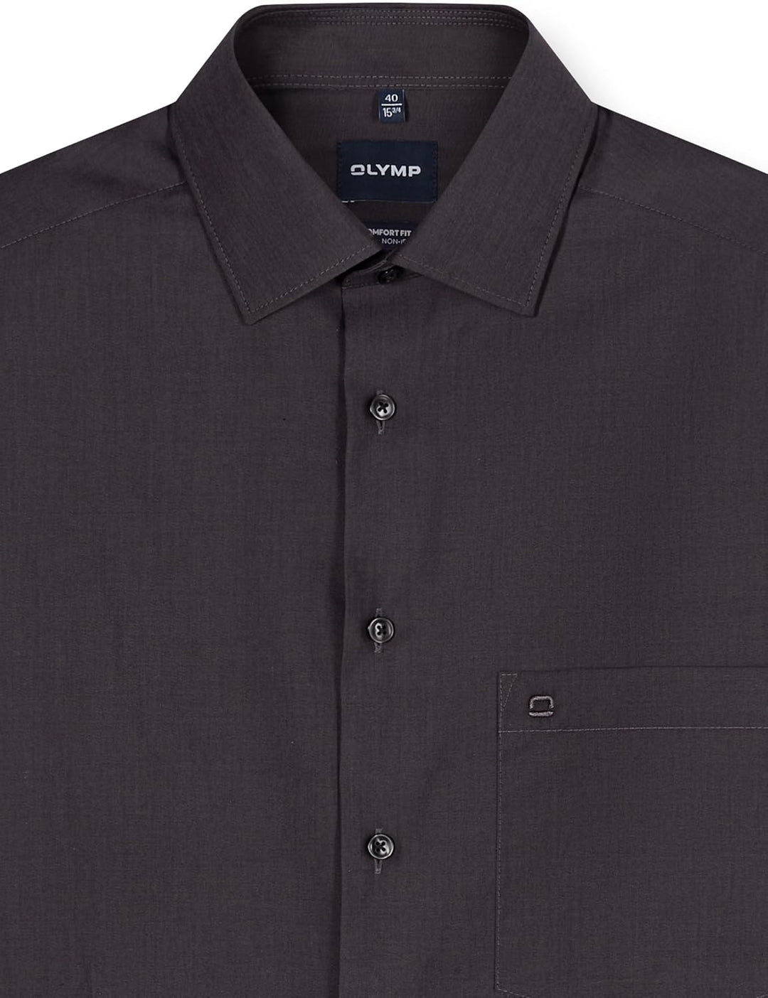 OLYMP Luxor Comfort fit Hemd Langarm New Kent Kragen Chambray Flieder 42 Anthrazit, 42 Anthrazit