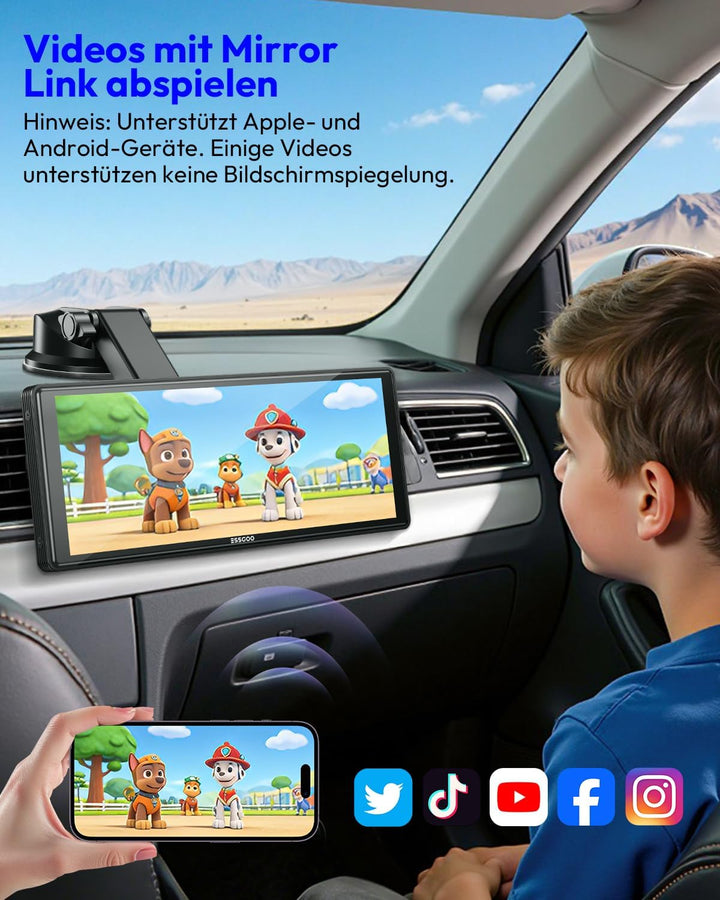 ESSGOO Carplay Android Auto Display10.26 Zoll,A-pple Carplay Bildschirm für AirPlay/Mirror Link,Car