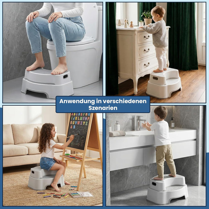 Toilettenhocker Erwachsene, Rutschfester Badezimmer-Kindertoilettenhocker, Einfach zu Reinigen Tritt