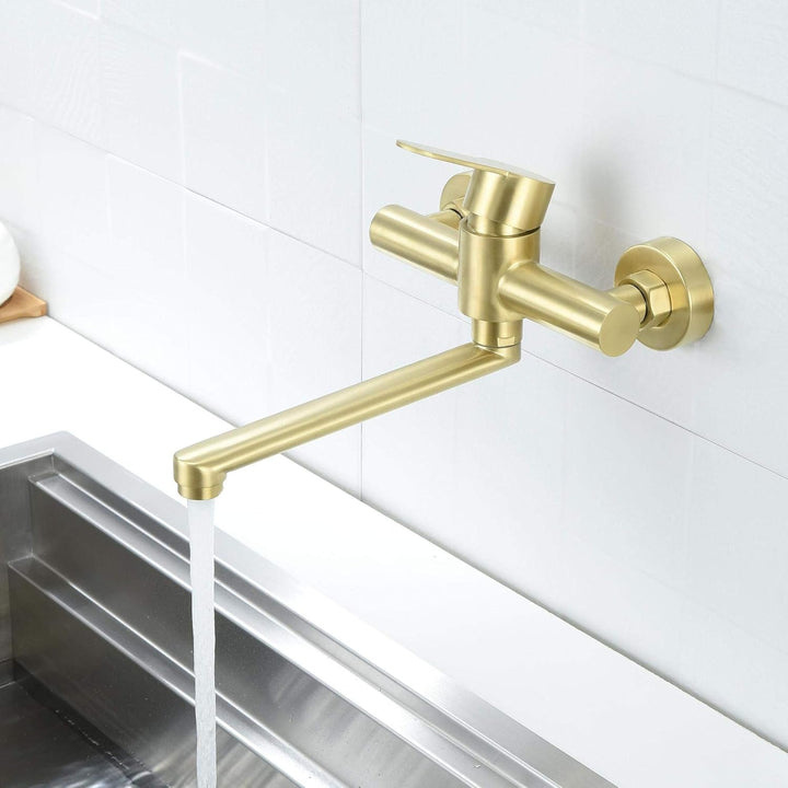 HomeLava 360° Drehbar Wand Wasserhahn 304 Edelstahl Küchenarmatur Wandarmatur Wandmontage Spültischa