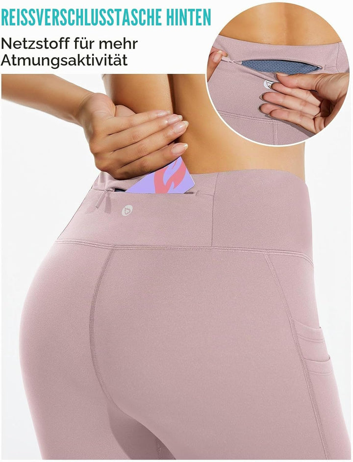 baleaf Damen Leggings Damen Reissverschlusstasche Sporthose Winter Thermo Legging gefüttert Fleeceho