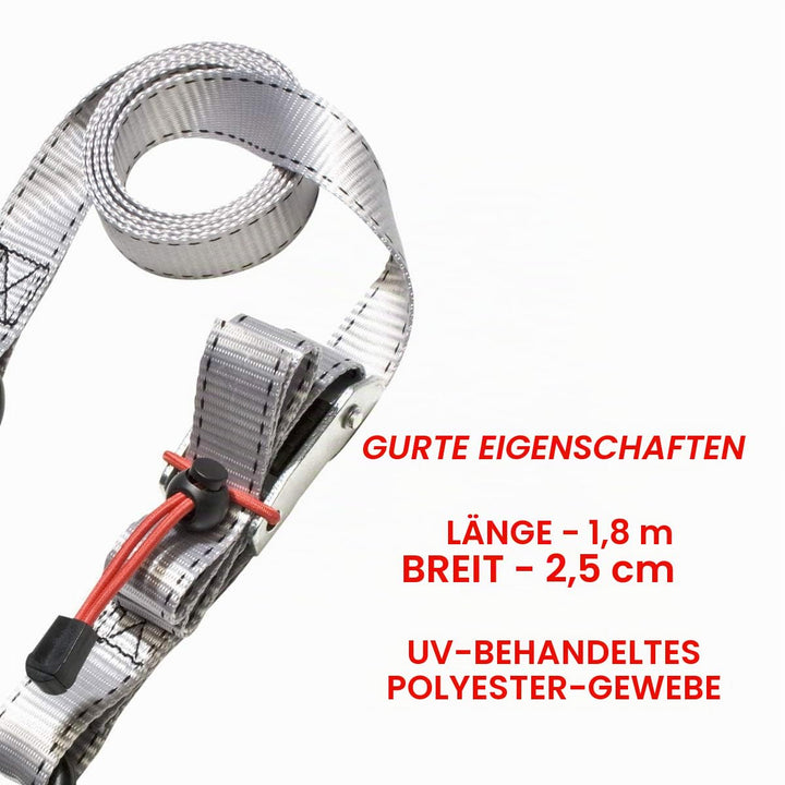 Master Lock 3062EURDAT Spanngurt mit S-Haken und Ratsche, Grau, 1,80 m x 25 mm Gurt, 4-er Set Pack 4