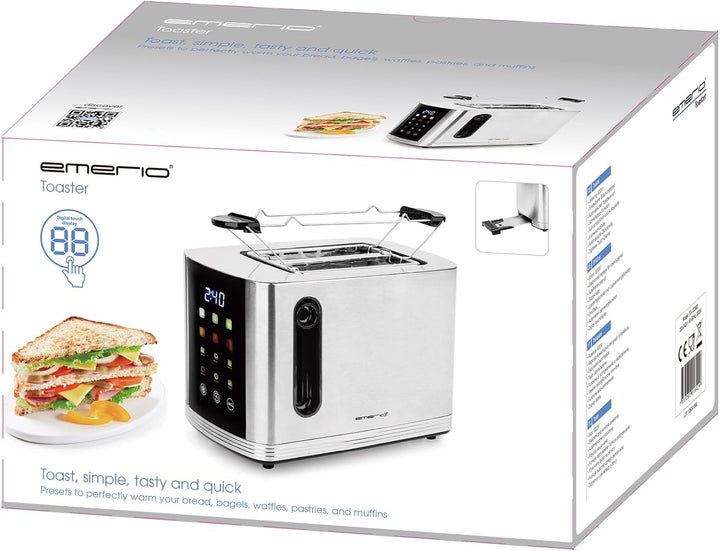 EMERIO Edelstahl Toaster mit grossem FARB Display | Touch | 2 Toastschlitze | Zentrierautomatik | Kr