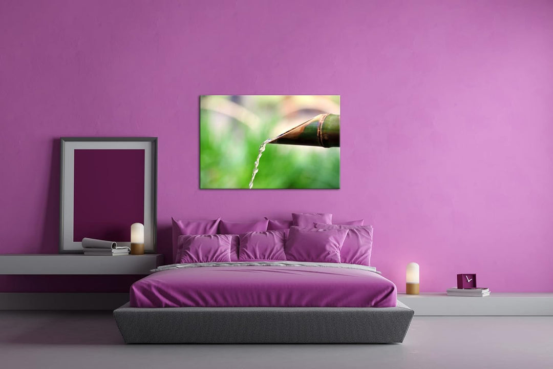 deyoli japanisches Wasserrohr aus Bambus Format: 120x80 als Leinwandbild, Motiv fertig gerahmt auf E