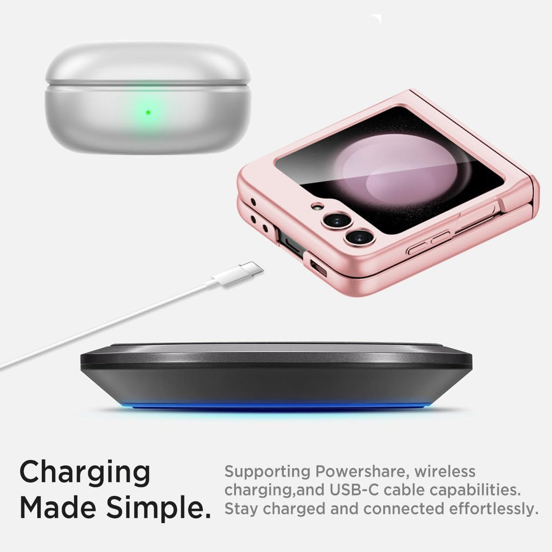 Miimall Kompatibel mit Samsung Galaxy Z Flip 5 Hülle mit Scharnierschutz Magnetischer [Externer Bild