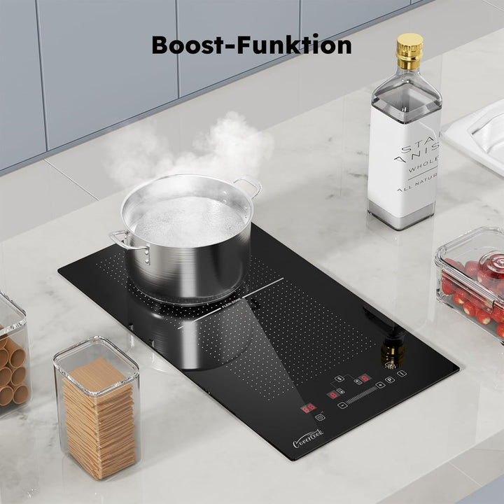 COVERCOOK 30cm induktionskochfeld mit 2 Kochzonen, Einbau Domino Autarkes Kochfeld Induktion mit Ste