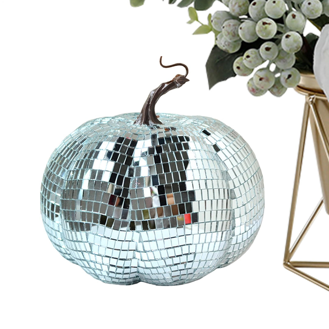 Zyntora Glitzer-Disco-Kürbis, Disco-Kugel-Kürbis Halloween | Künstliche Discokugel in Kürbisform, kü
