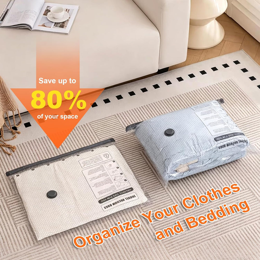 Vakuumbeutel Set mit kabelloser Vakuumpumpe – 9 Stück (3x 40x40cm, 3x 40x50cm, 3x 40x60cm) – Platzsp