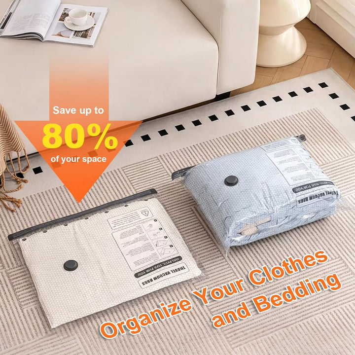 Vakuumbeutel Set mit kabelloser Vakuumpumpe – 9 Stück (3x 40x40cm, 3x 40x50cm, 3x 40x60cm) – Platzsp