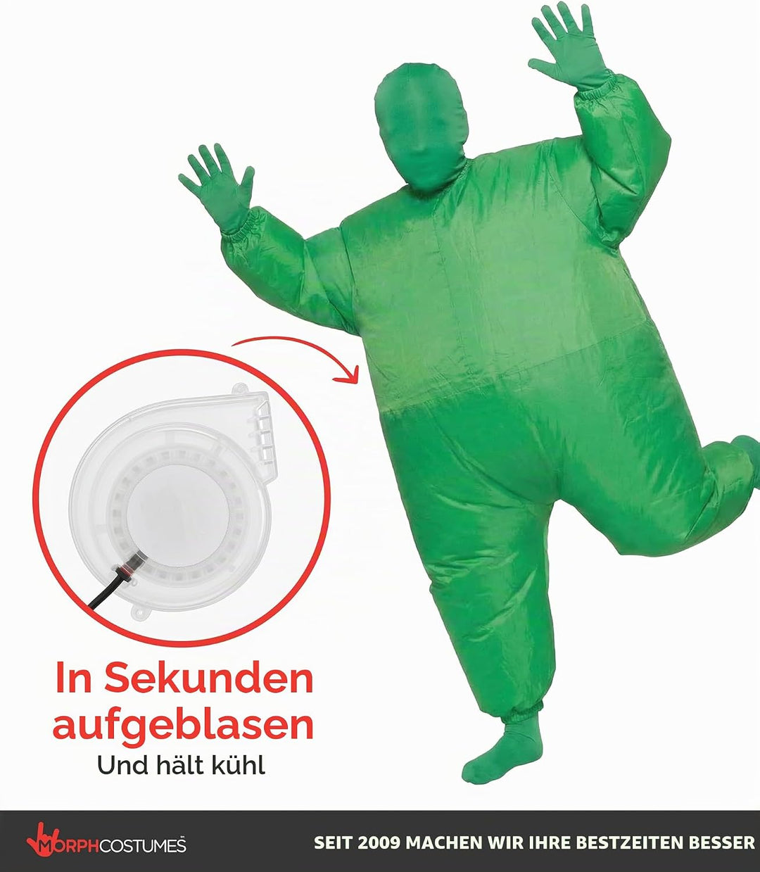 Morph Grünes Aufblasbares Kostüm für Kinder, Megamorph - Einheitsgrösse Grün Kinder, Grün Kinder