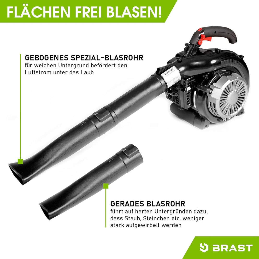 BRAST® Laubsauger Laubbläser Benzin 1,0kW(1,36PS) | 55L Fangsack | inkl. 2 Blasrohre, Schultergurt &