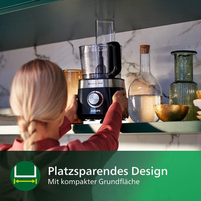 Philips Kompakte Küchenmaschine – 800W, 29 Funktionen, 2.1-Liter-Behälter, PowerChop, Edelstahlkling