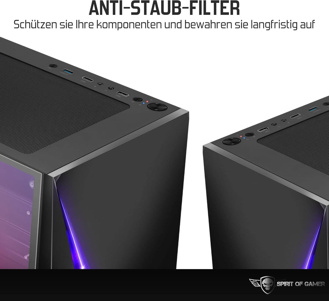 Spirit of Gamer - Clone 4 - PC Gehäuse RGB mit Durchsichtiger Wand Aus Gehärtetem Glas - Erstellen S