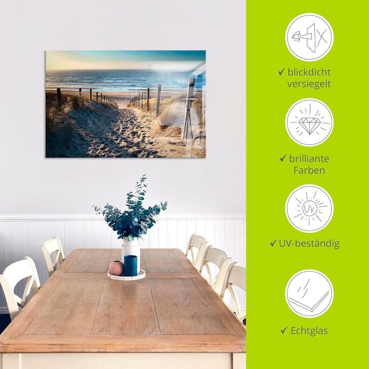 ARTland Glasbilder Wandbild Glas Bild einteilig 100x50 cm Querformat Strand Meer Küste Nordsee Natur
