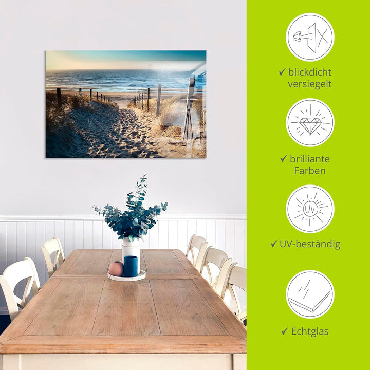 ARTland Glasbilder Wandbild Glas Bild einteilig 60x45 cm Querformat Strand Meer Küste Nordsee Natur