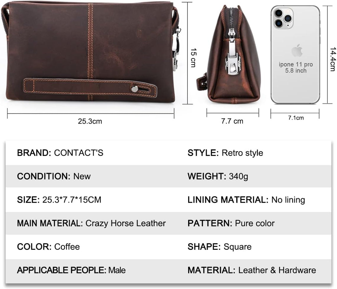 Contacts Herren Echtes Leder Ausweis Handyhalter Reissverschluss Coin Key Clutch Geldbörse Handtasch