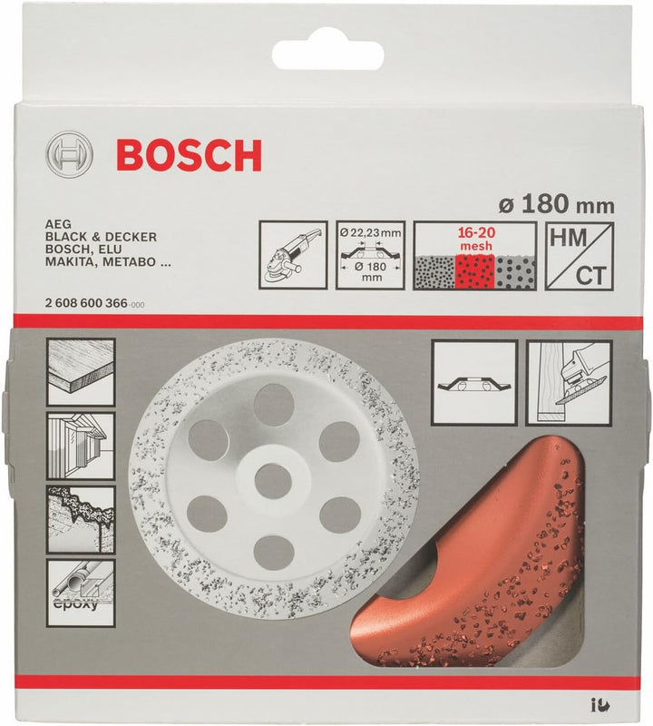 Bosch Professional 1x Carbide Topfscheibe (Mittel, Schräg, Ø 180 mm, M14, Zubehör Winkelschleifer) S